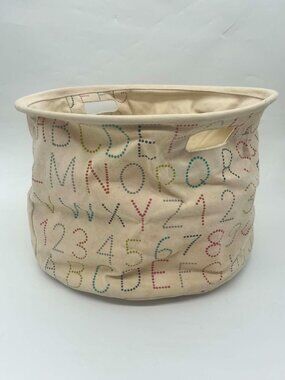 Pehr Cotton Canvas Alphabet multi color Drum Bin Toy Storage
